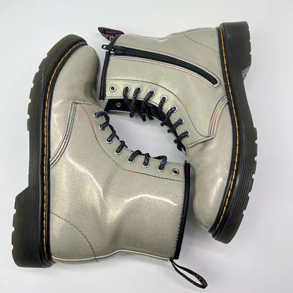 Dr. Martens 1460 Sparkle Rays Grey Big Kid Combat Boots