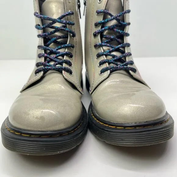Dr. Martens 1460 Sparkle Rays Grey Big Kid Combat Boots