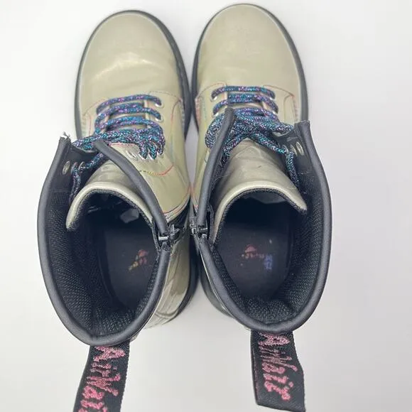 Dr. Martens 1460 Sparkle Rays Grey Big Kid Combat Boots