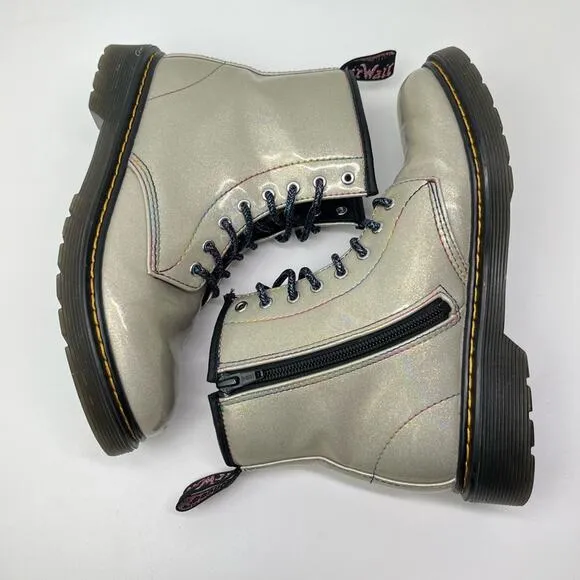 Dr. Martens 1460 Sparkle Rays Grey Big Kid Combat Boots