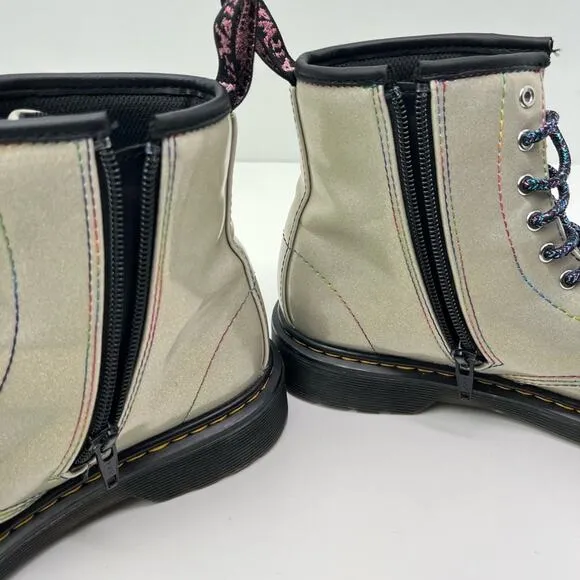 Dr. Martens 1460 Sparkle Rays Grey Big Kid Combat Boots