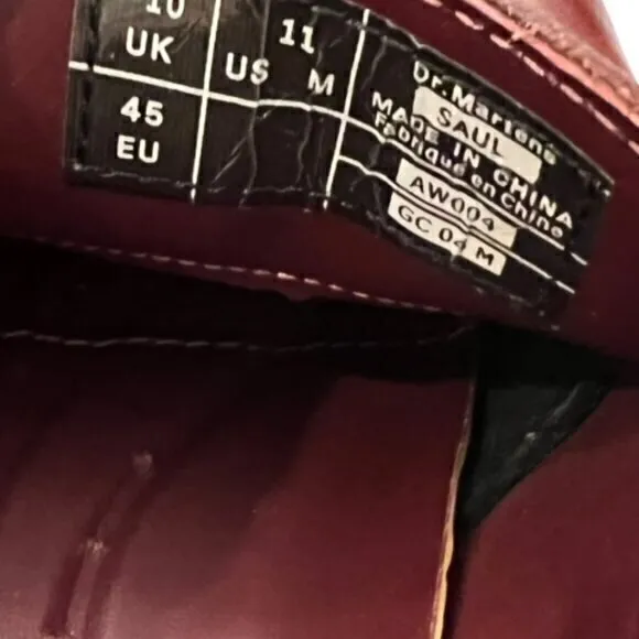Dr. Martens Saul‎ Leather Loafers Mens Size 11 Slip On Comfort Cherry Red EUC