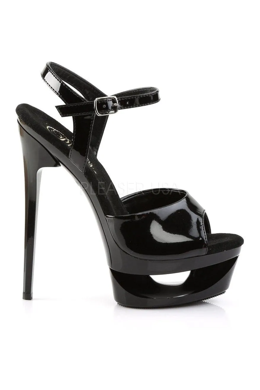 ECLIPSE-609 Platform Sandal  | Black Patent