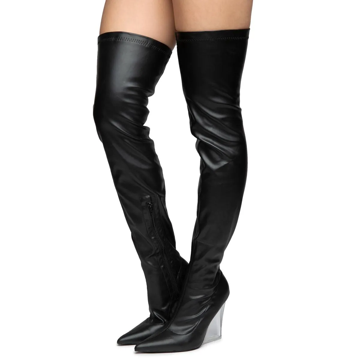 Emilie-4 Wedge Thigh High Boots
