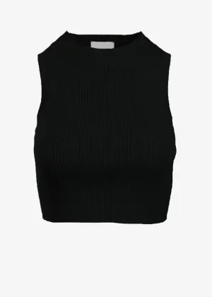 EMMA RIBBED CROP TANK - BLACK