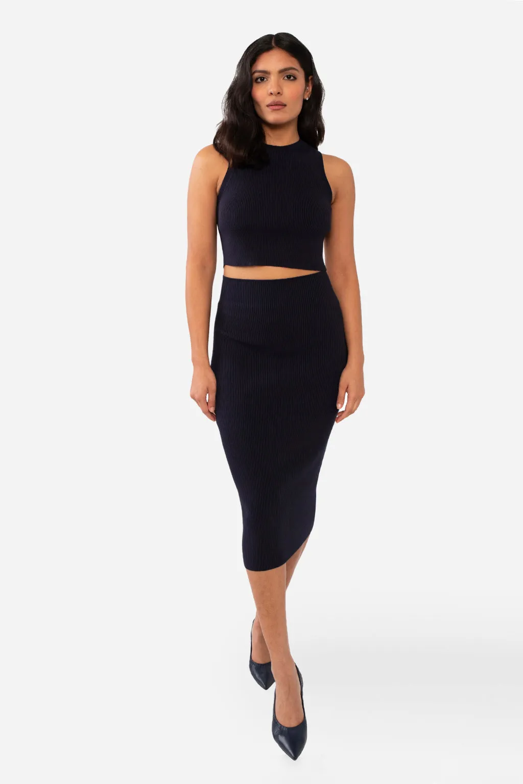 EMMA RIBBED CROP TANK - BLACK