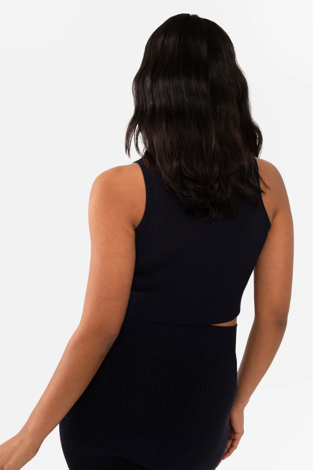EMMA RIBBED CROP TANK - BLACK