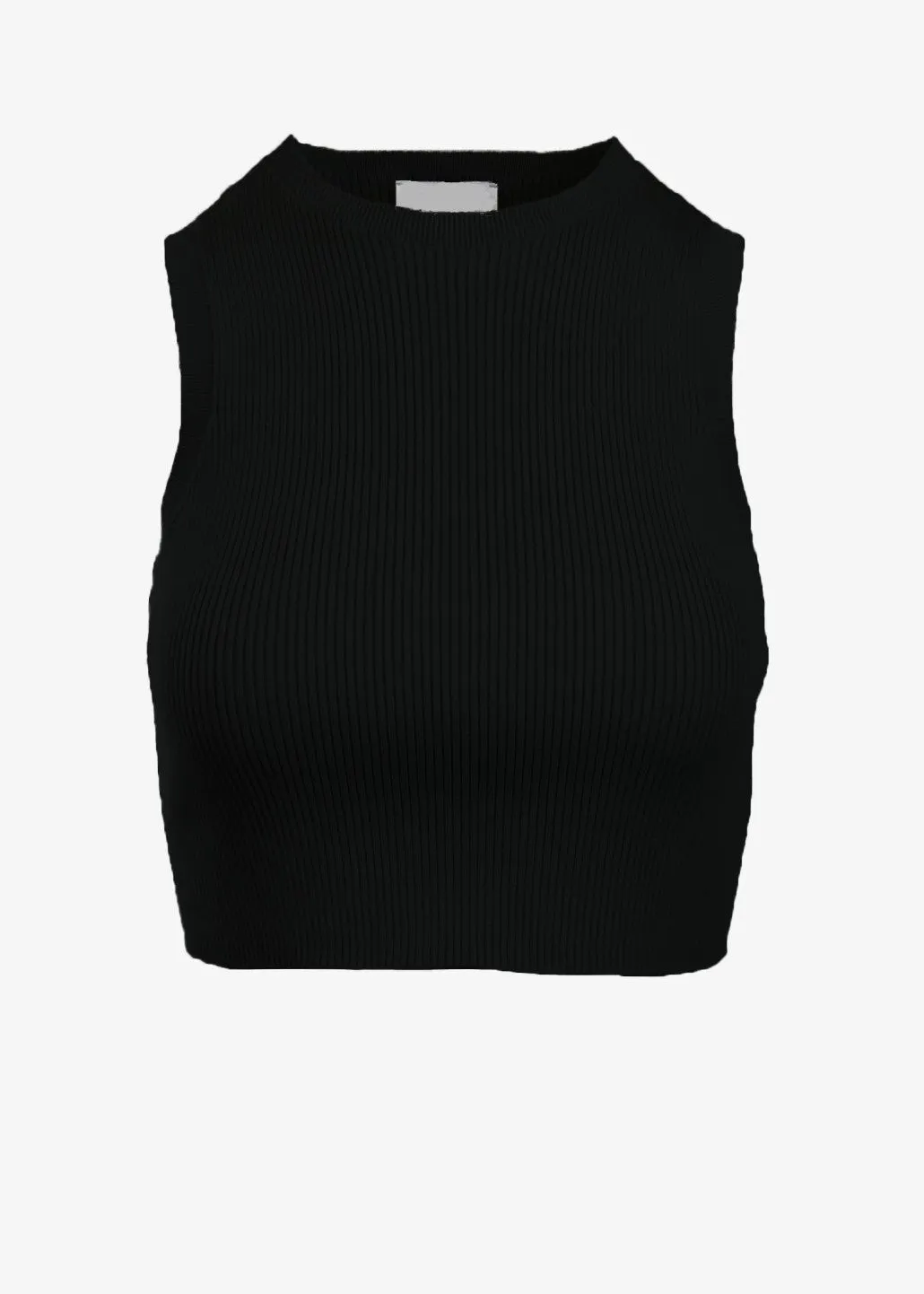 EMMA RIBBED CROP TANK - BLACK