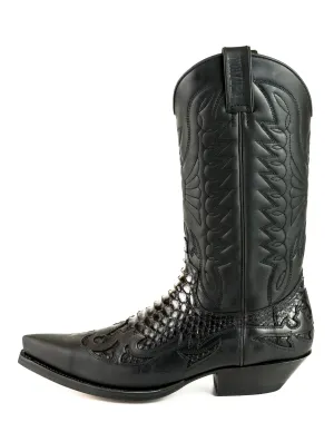 Exotic Handmade Black 1935 Texan Cowboy Boots for Women and Men