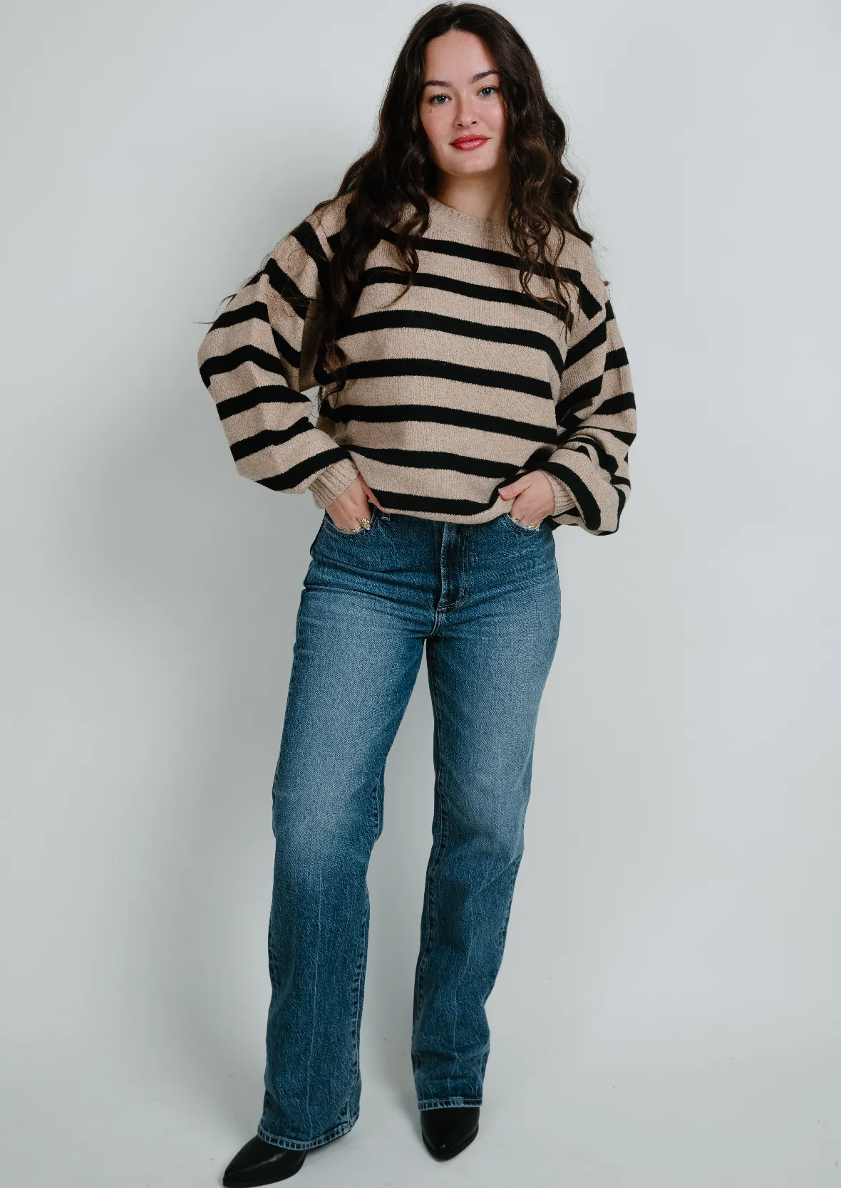 Fable Striped Sweater - Black