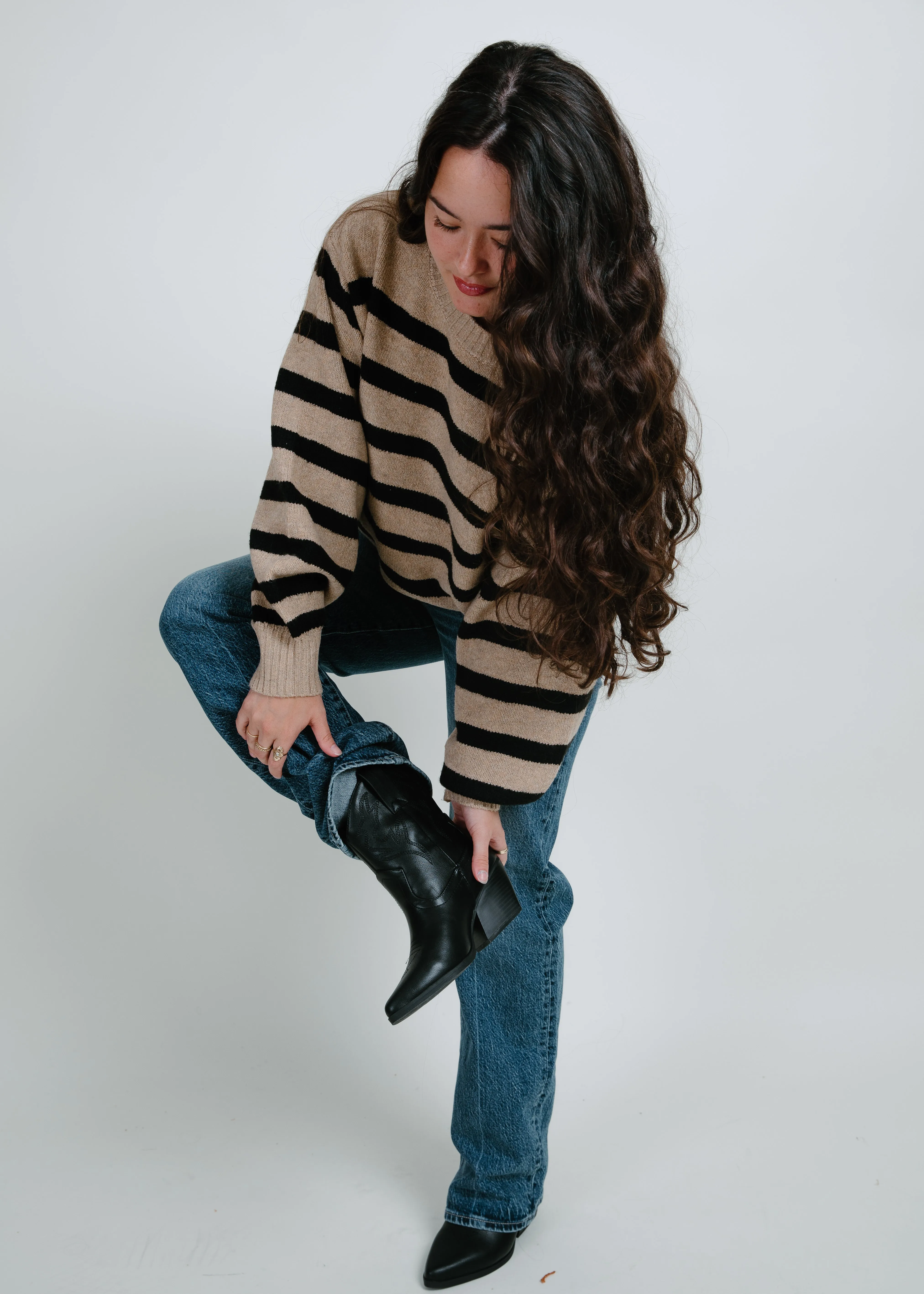 Fable Striped Sweater - Black