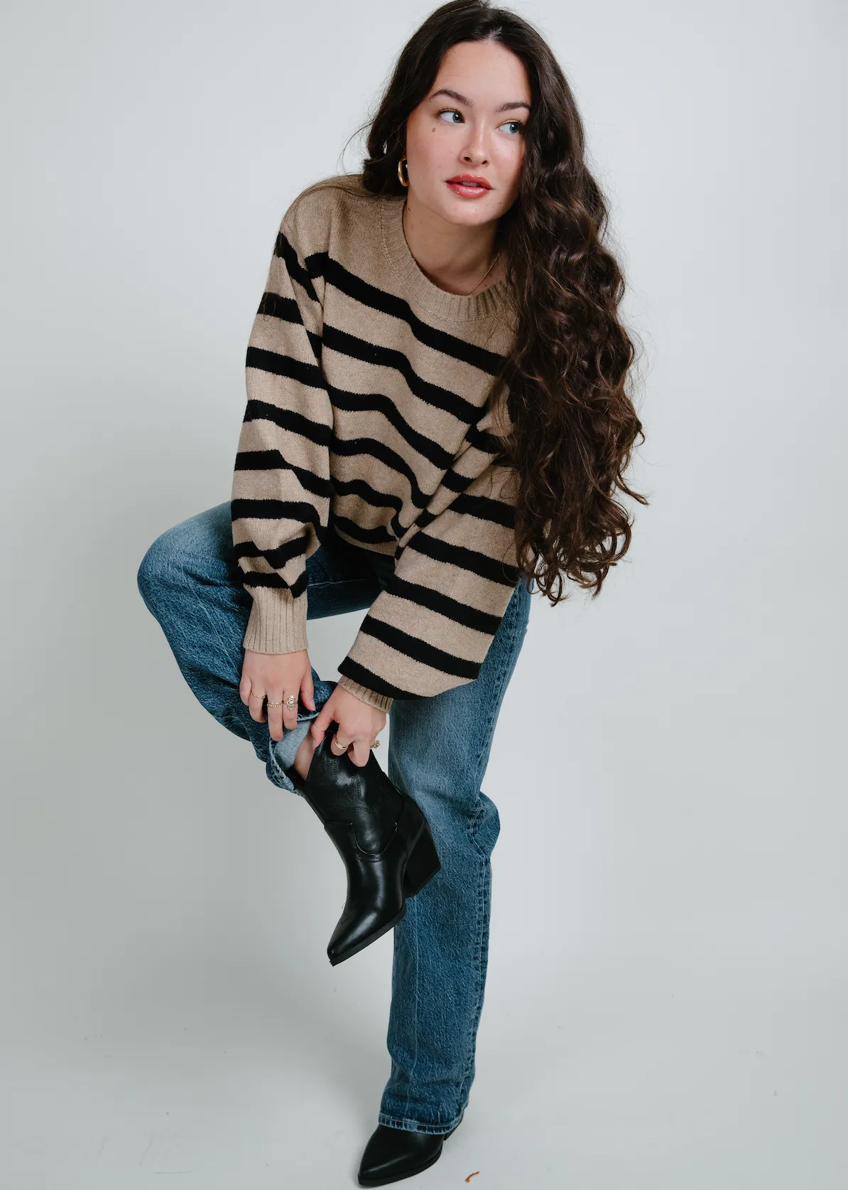 Fable Striped Sweater - Black