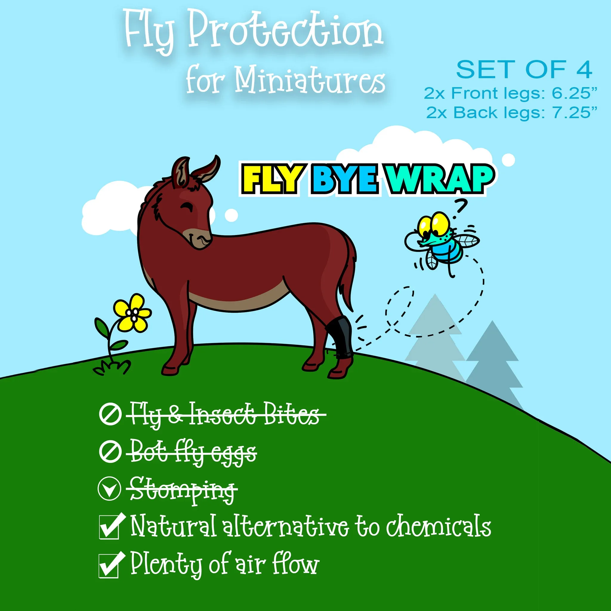 Fly Bye Wrap - Natural Fly Repellent for Miniature Horses & Donkeys