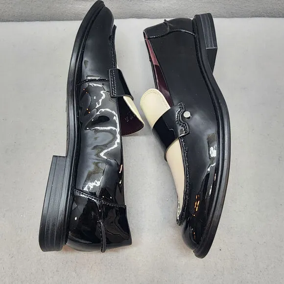 Franco Sarto Gabriella Women's Patent Block Heel Loafer Black &amp; White Sz 7 - NEW