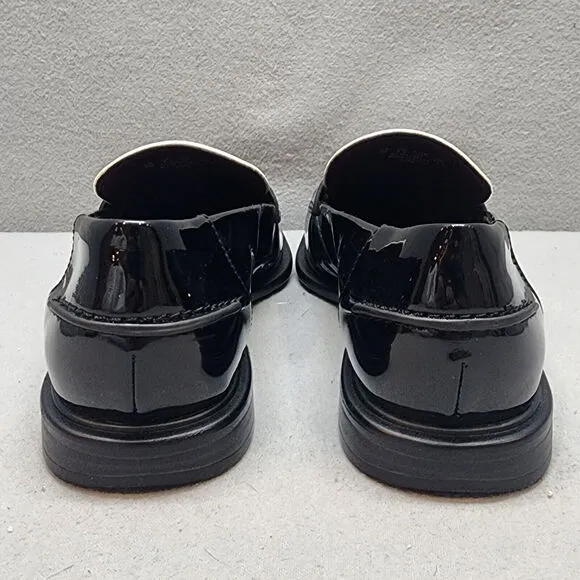 Franco Sarto Gabriella Women's Patent Block Heel Loafer Black &amp; White Sz 7 - NEW