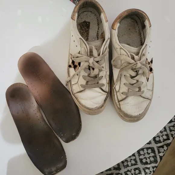Golden Goose Girls May Sneakers Animal Print Star 33