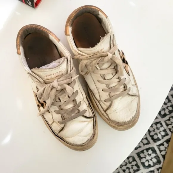 Golden Goose Girls May Sneakers Animal Print Star 33