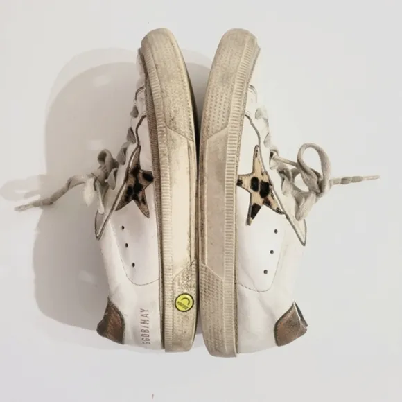 Golden Goose Girls May Sneakers Animal Print Star 33