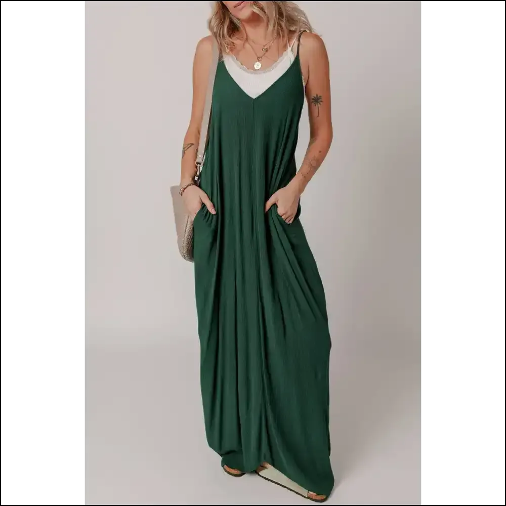 Green Spaghetti Strap Maxi Dress: Runway Queen  👑 Needful Things