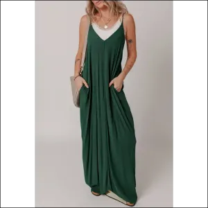 Green Spaghetti Strap Maxi Dress: Runway Queen  👑 Needful Things
