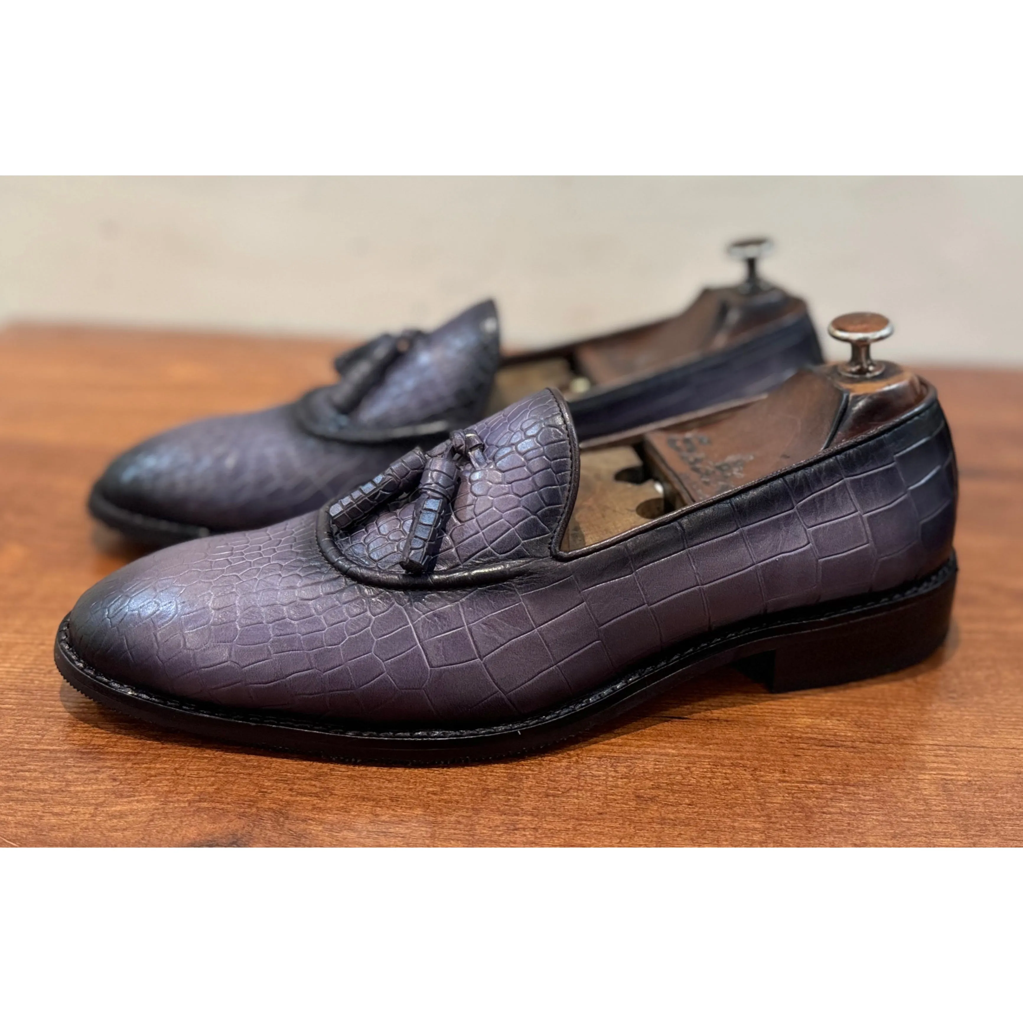 Grey Loafers With Tassels