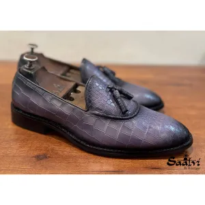 Grey Loafers With Tassels