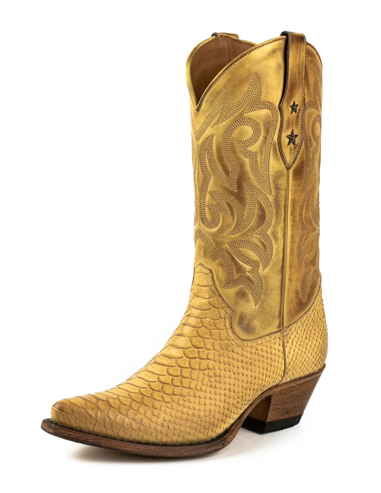 Handmade Women's Cowboy Country Western Boots Yellow Leather 2524 