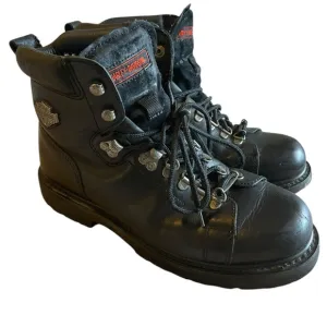 Harley Davidson Dipstick Black Leather Moto Combat Boots Men’s Size 10 Grunge