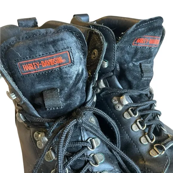 Harley Davidson Dipstick Black Leather Moto Combat Boots Men’s Size 10 Grunge