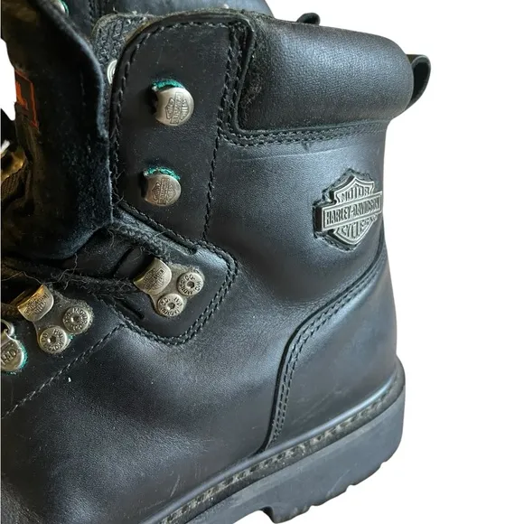 Harley Davidson Dipstick Black Leather Moto Combat Boots Men’s Size 10 Grunge