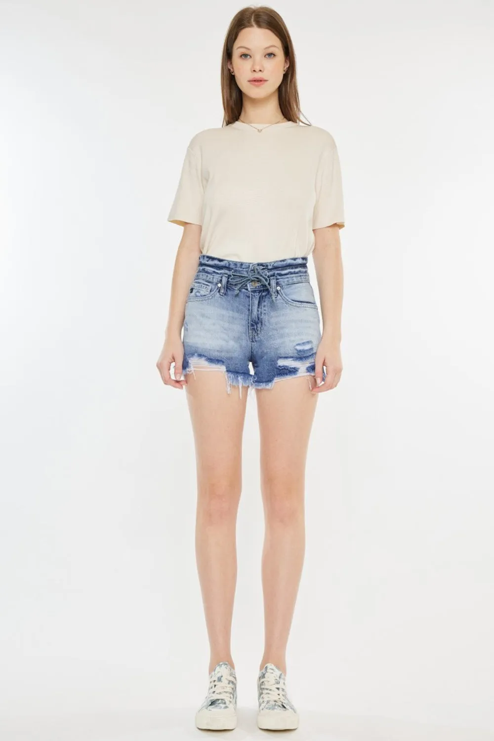 Hazel Blues® |  Kancan High Rise Frayed Hem Denim Shorts