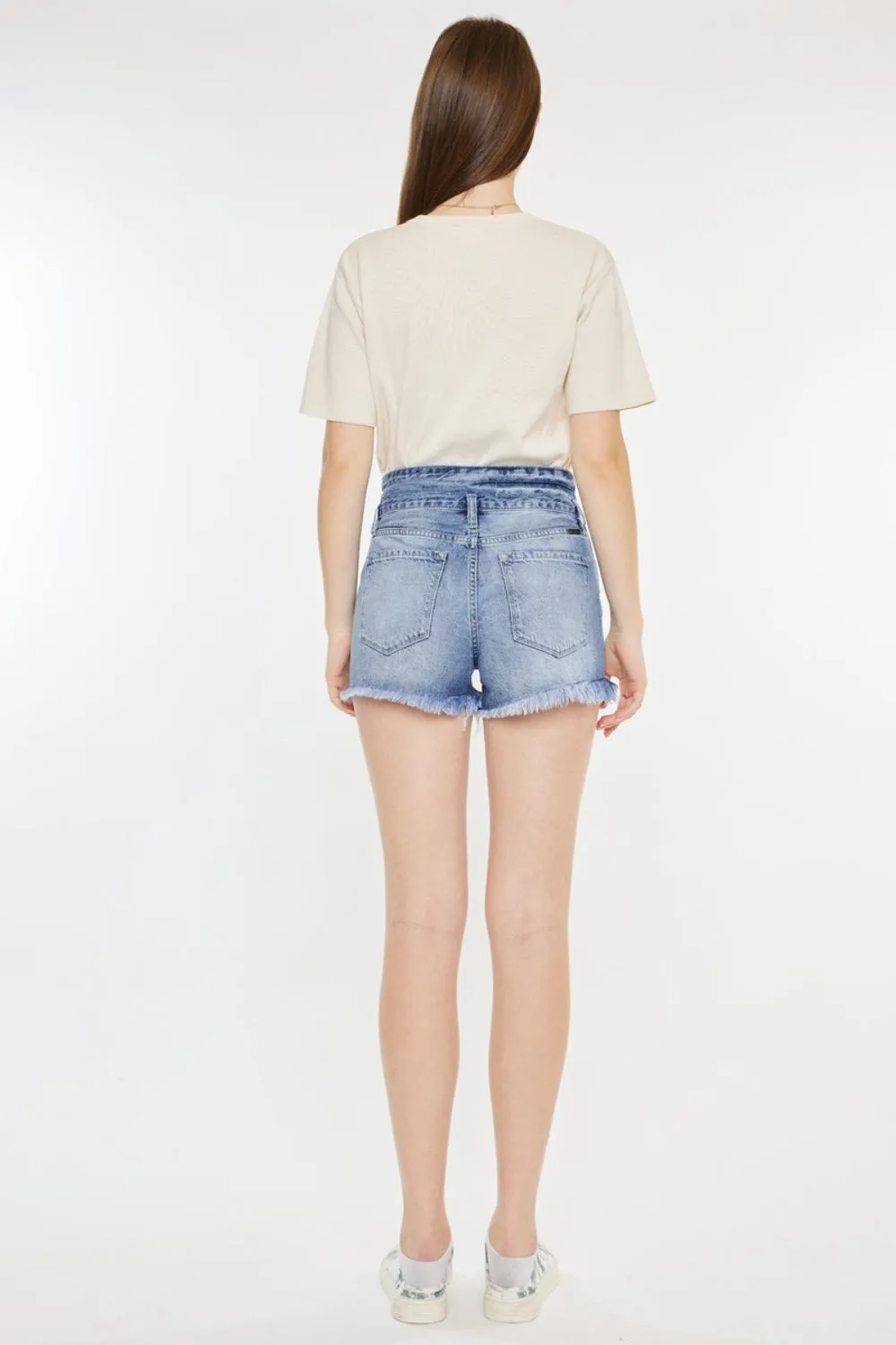 Hazel Blues® |  Kancan High Rise Frayed Hem Denim Shorts