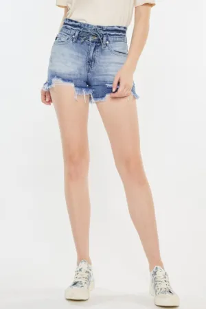 Hazel Blues® |  Kancan High Rise Frayed Hem Denim Shorts