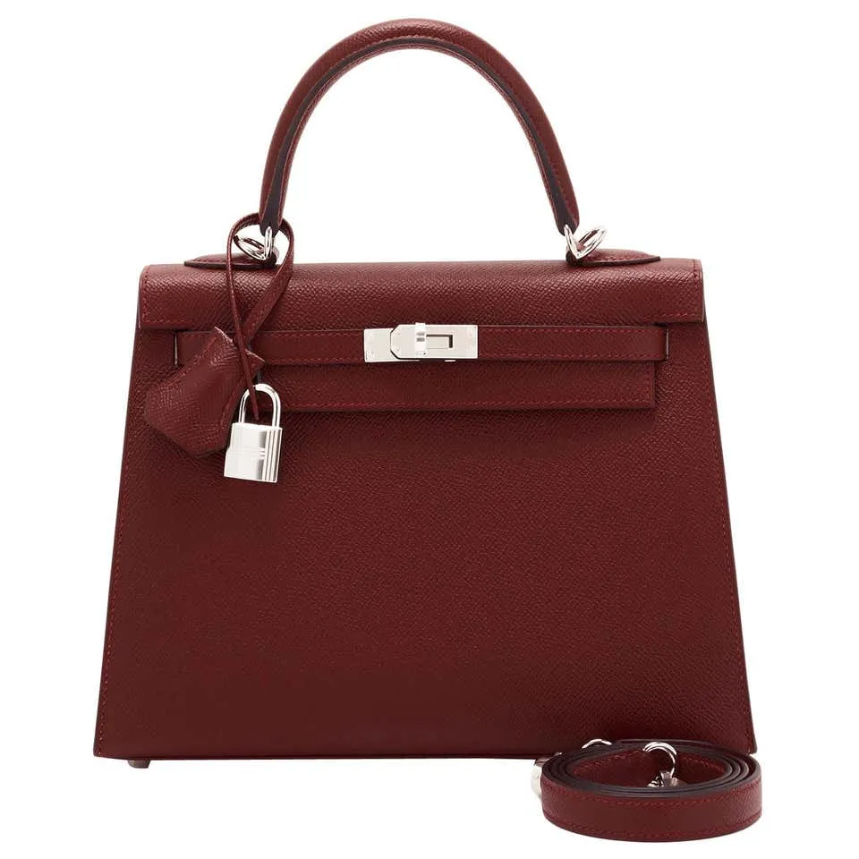Hermes Kelly 25 Rouge H Hermes Epsom Sellier Palladium Hardware