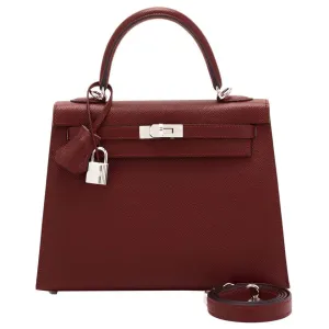 Hermes Kelly 25 Rouge H Hermes Epsom Sellier Palladium Hardware