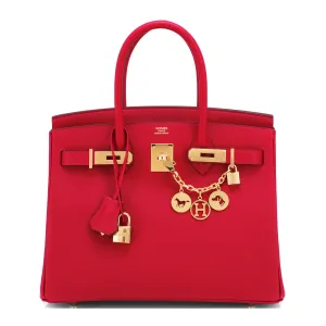 Hermes Rouge Casaque 30cm Birkin Red Epsom Gold Hardware