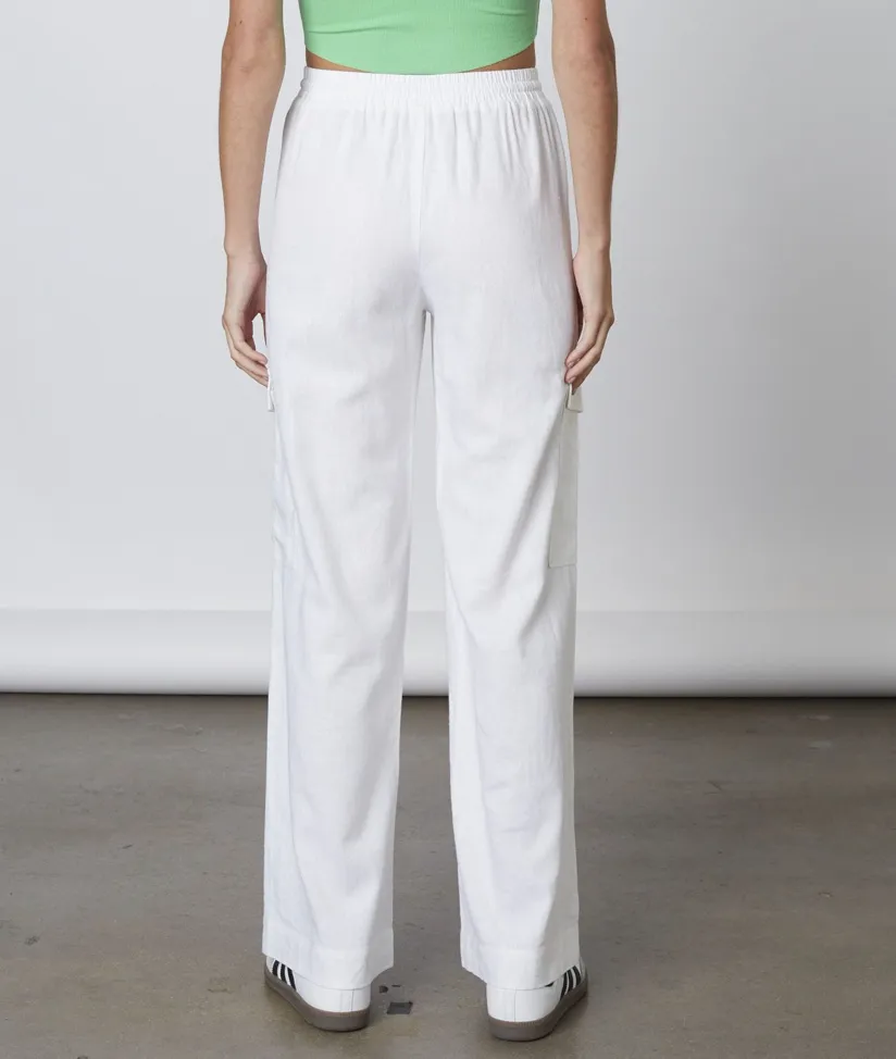 High Waisted Linen Cargo Pants