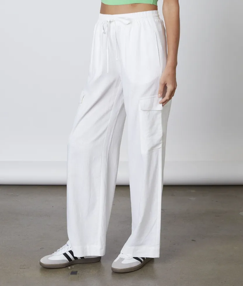 High Waisted Linen Cargo Pants