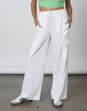 High Waisted Linen Cargo Pants