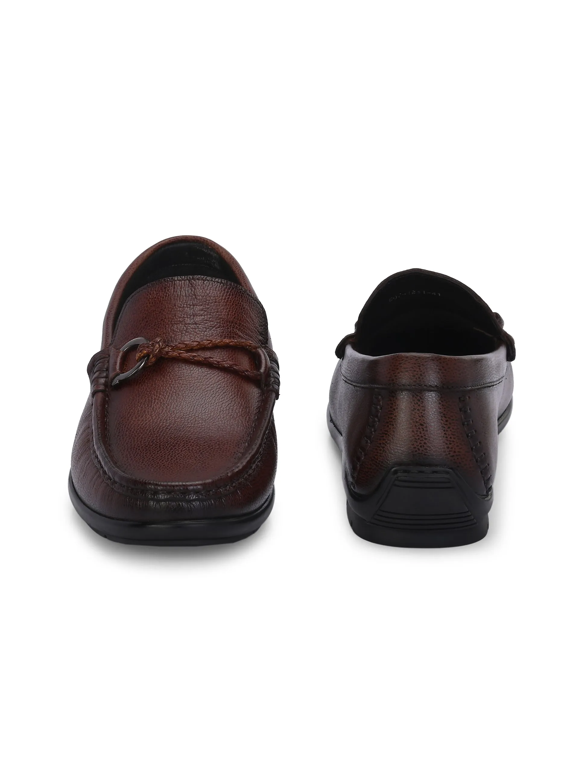 Hitz Men's Brown Leather Casual Loafers