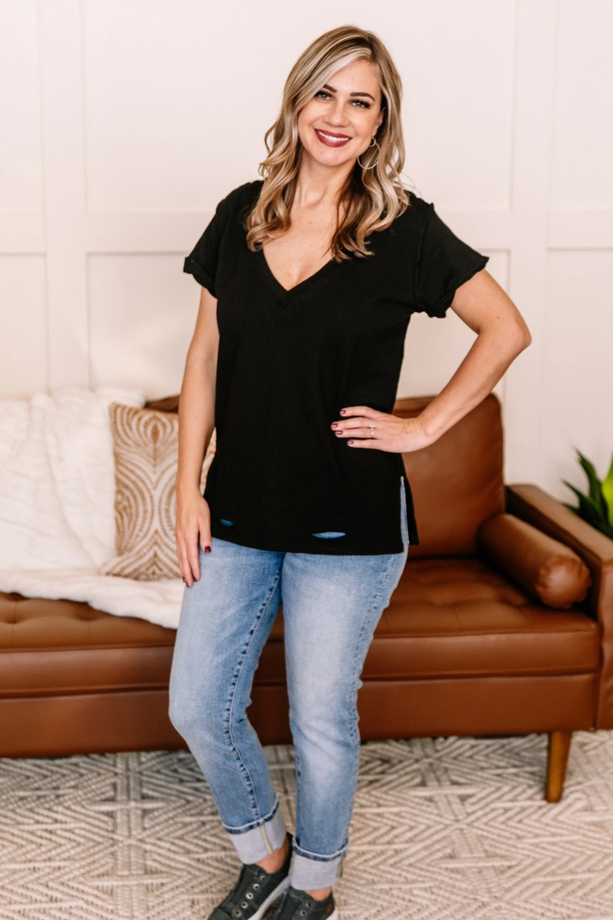 Holes In Your Story Top In Black