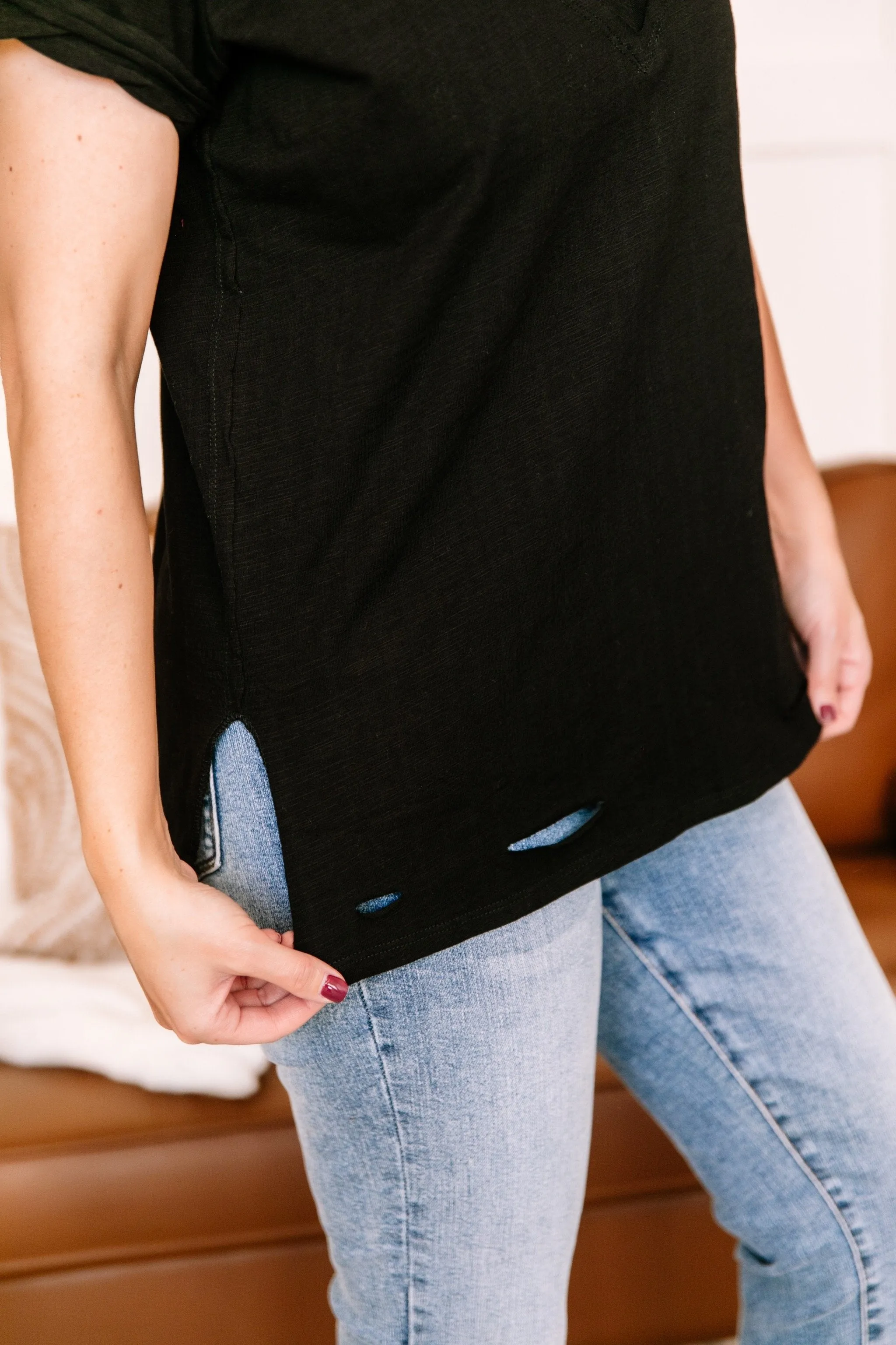 Holes In Your Story Top In Black