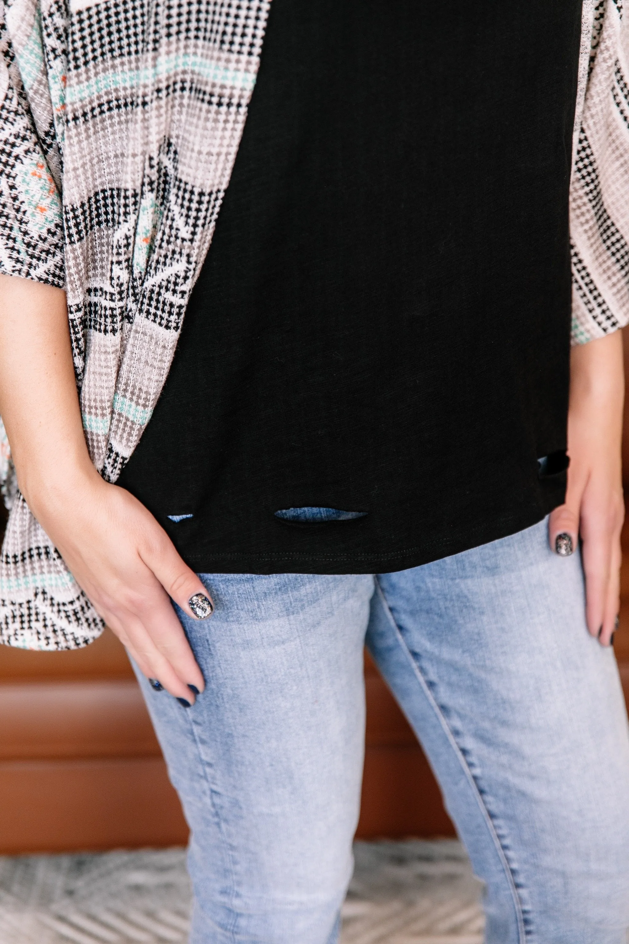 Holes In Your Story Top In Black