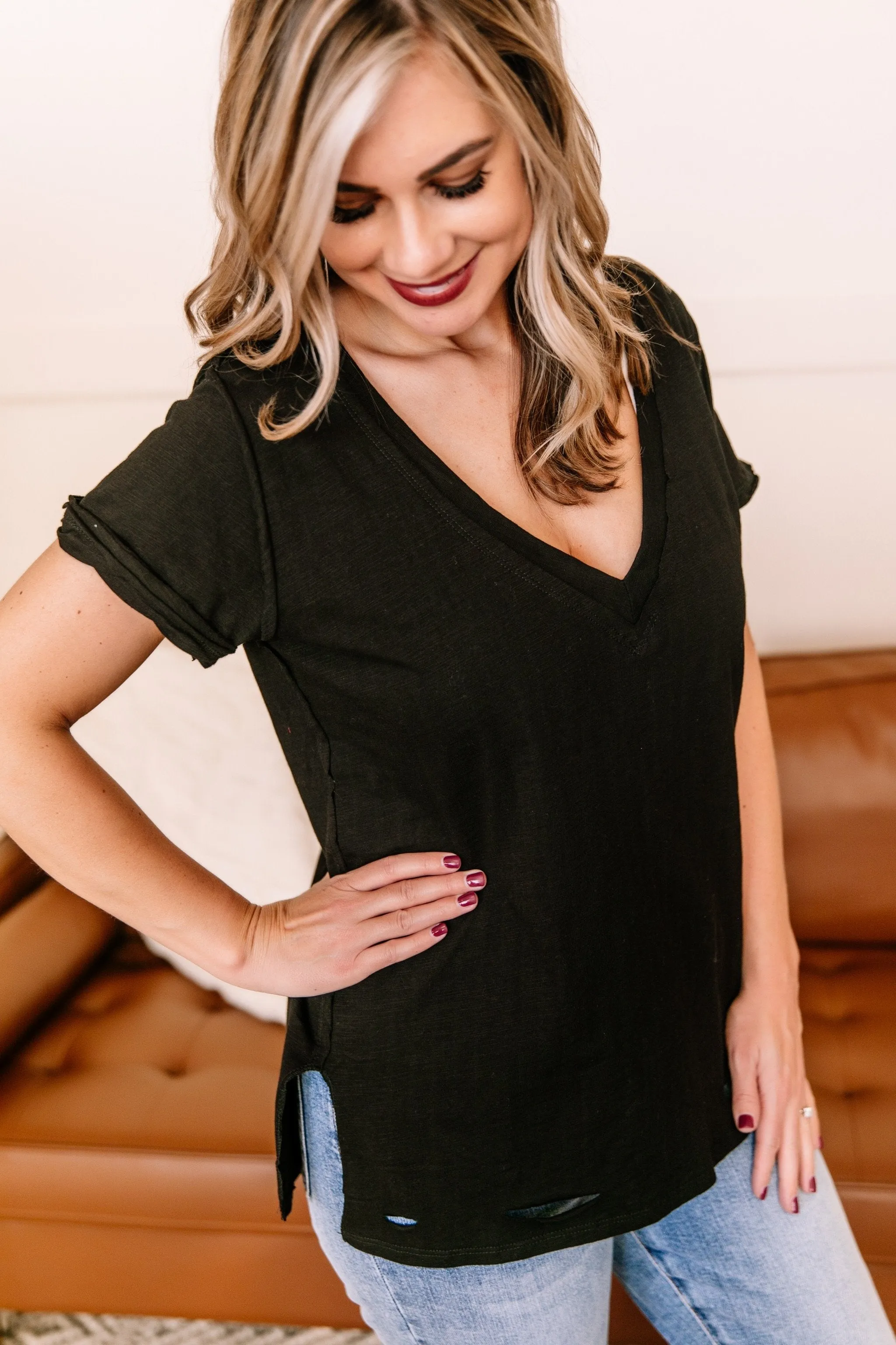 Holes In Your Story Top In Black