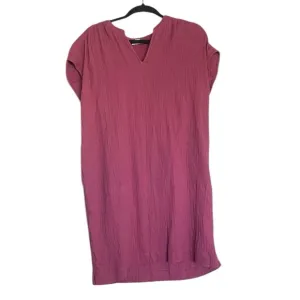 J Jill Pure Jill Split Neck Breezy Cotton Gauze Midi Dress Pockets sz M Petite