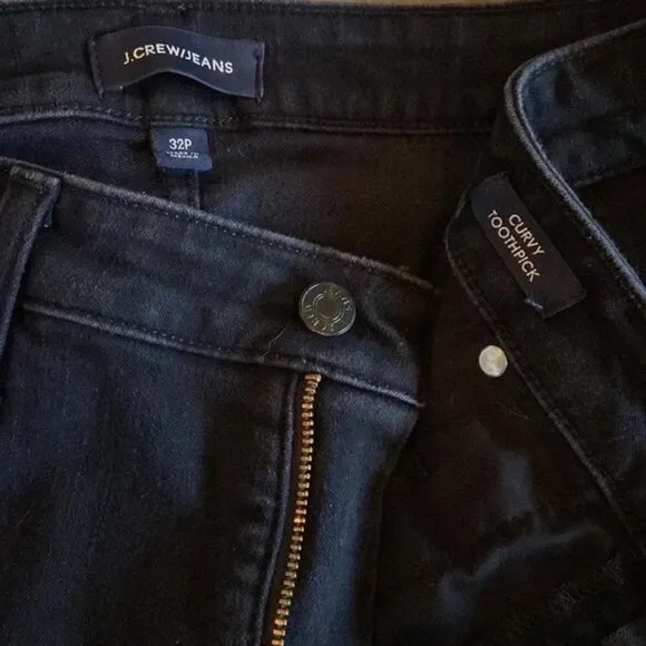 J.Crew Black Curvy Toothpick Jeans – Size 32P