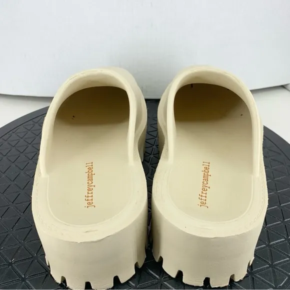 Jeffrey Campbell Clogs Women Size 8 Shoes Cream White Rubber Mules Chunky Sole