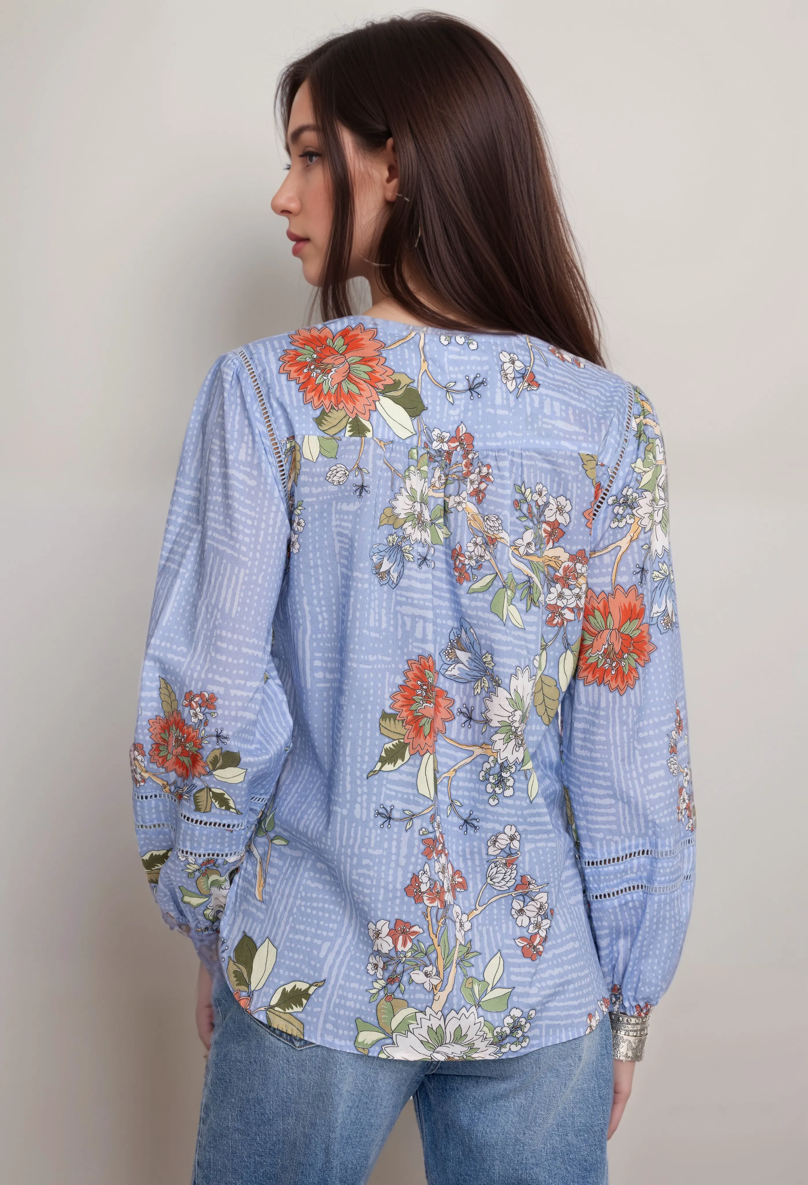 Johnny Was Mosaic Curved Hem Prairie Cotton Blouse R19824