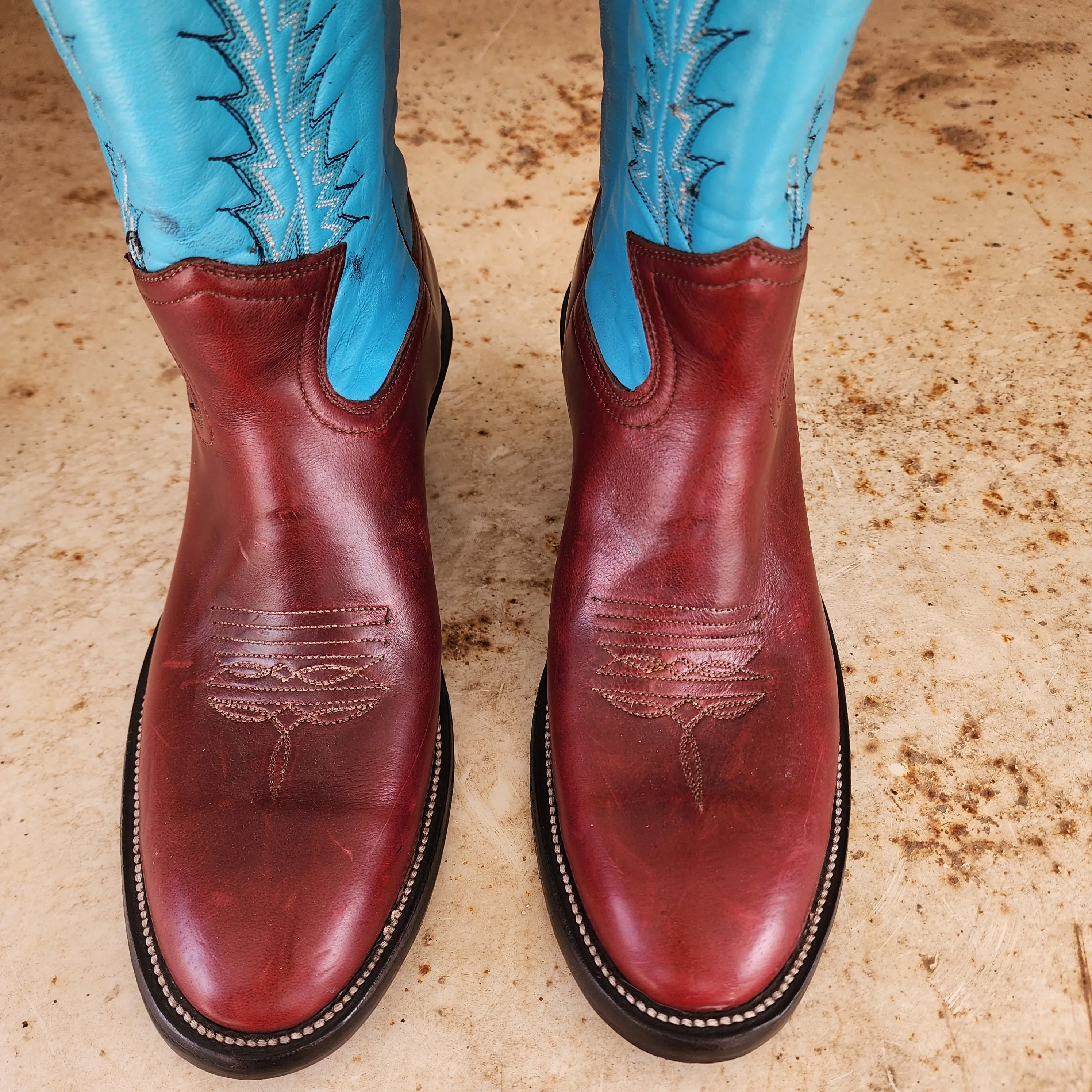 Jose Sanchez Boot Wine W/Blue