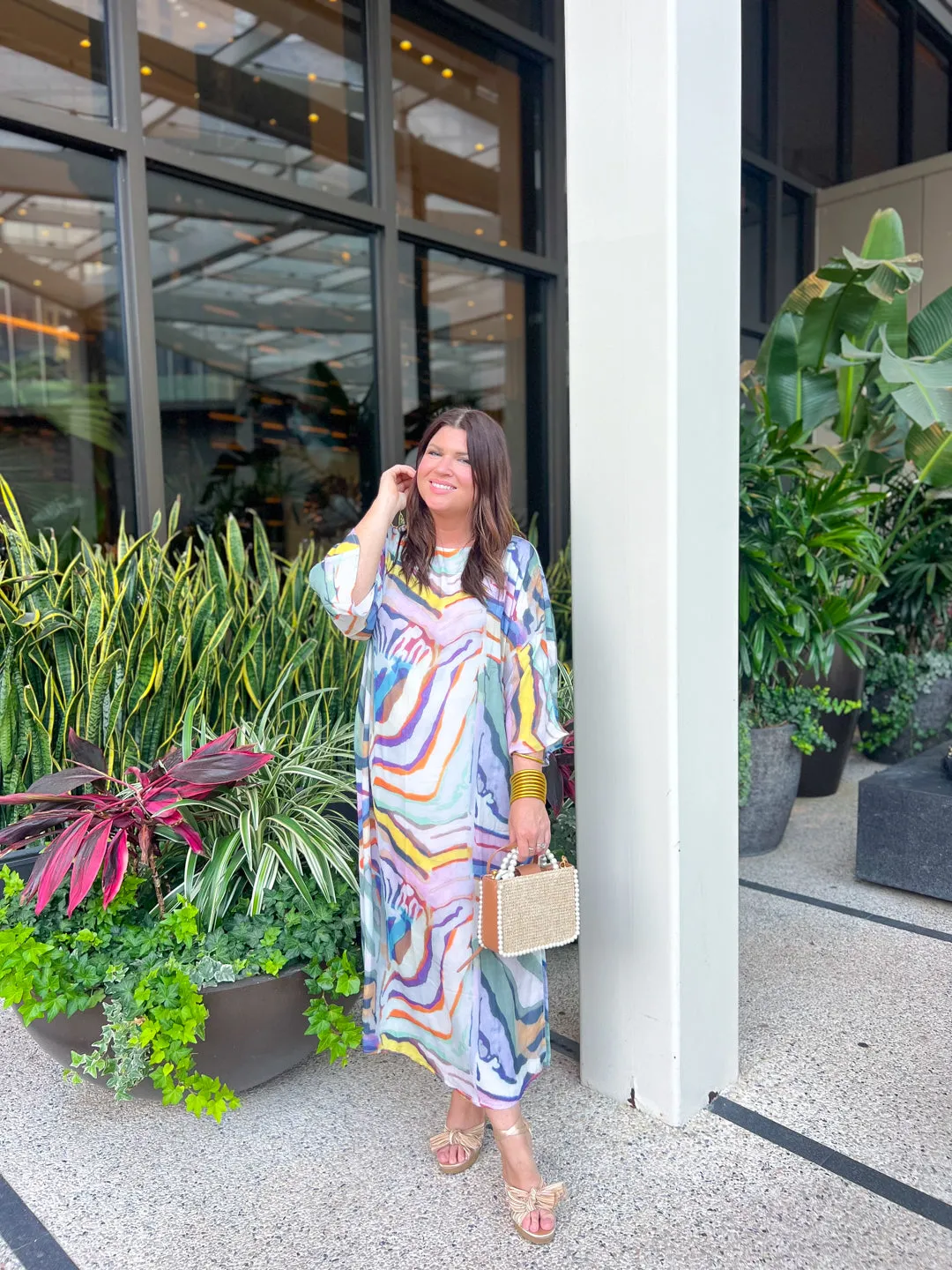 Kaia Colorful Tiger Stripe Caftan